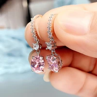 punki chic pink al cz zirconia female engagement wedding dangle earrings fancy girl gift fashion versatile women jewelry