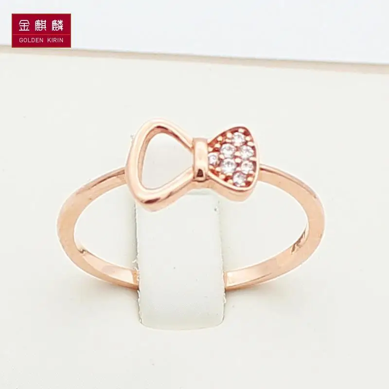 Кольцо с бантом из розового золота 585 пробы бриллиантами