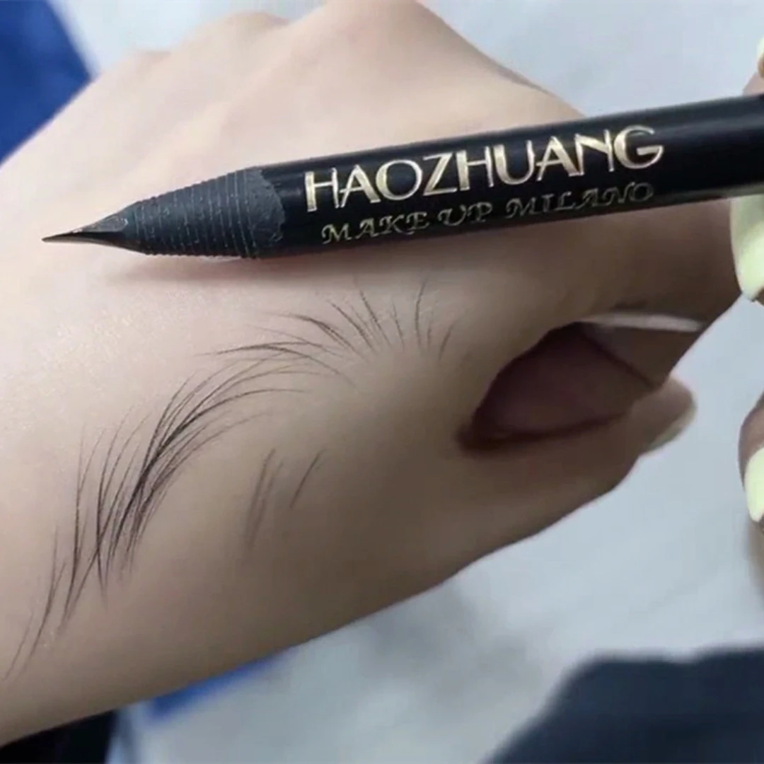 Black Leather Makeup Wild Line Eyebrow Pencil Hard Core Flat Head Pen White Pen