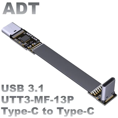 

USB3.1 flat data flexible row extension cable C male to C female type-c angle 90 degrees ADTgen2x1 10G