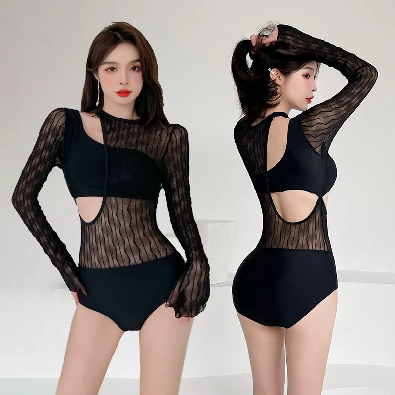 

Летний сексуальный кружевной черный слитный купальник, купальник, бикини, новинка 2022, боди, пляжные купальные костюмы с пуш-ап