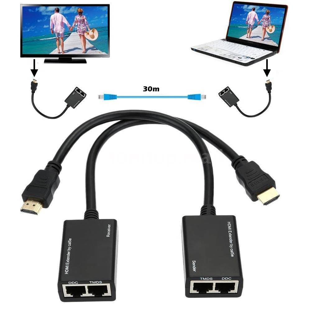 Расширитель HDMI Over RJ45 CAT5e CAT6 UTP LAN Ethernet Balun Повтор тип A 19-контактный Соединительный