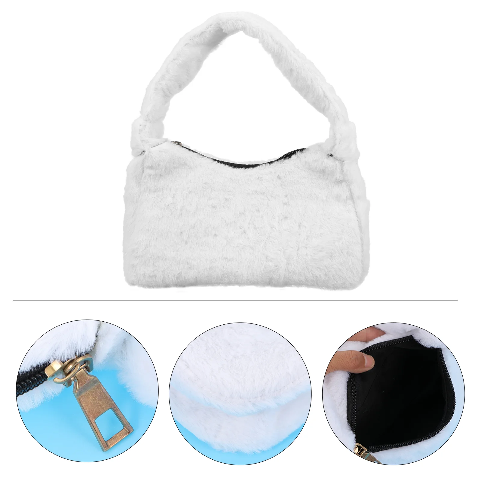 

Handbag Shoulder Purse Fashion Soft Messenger Plush Single Tote Winter Zipper Lock Crossbody Pouch Mini Woman Satchel Rope Bags