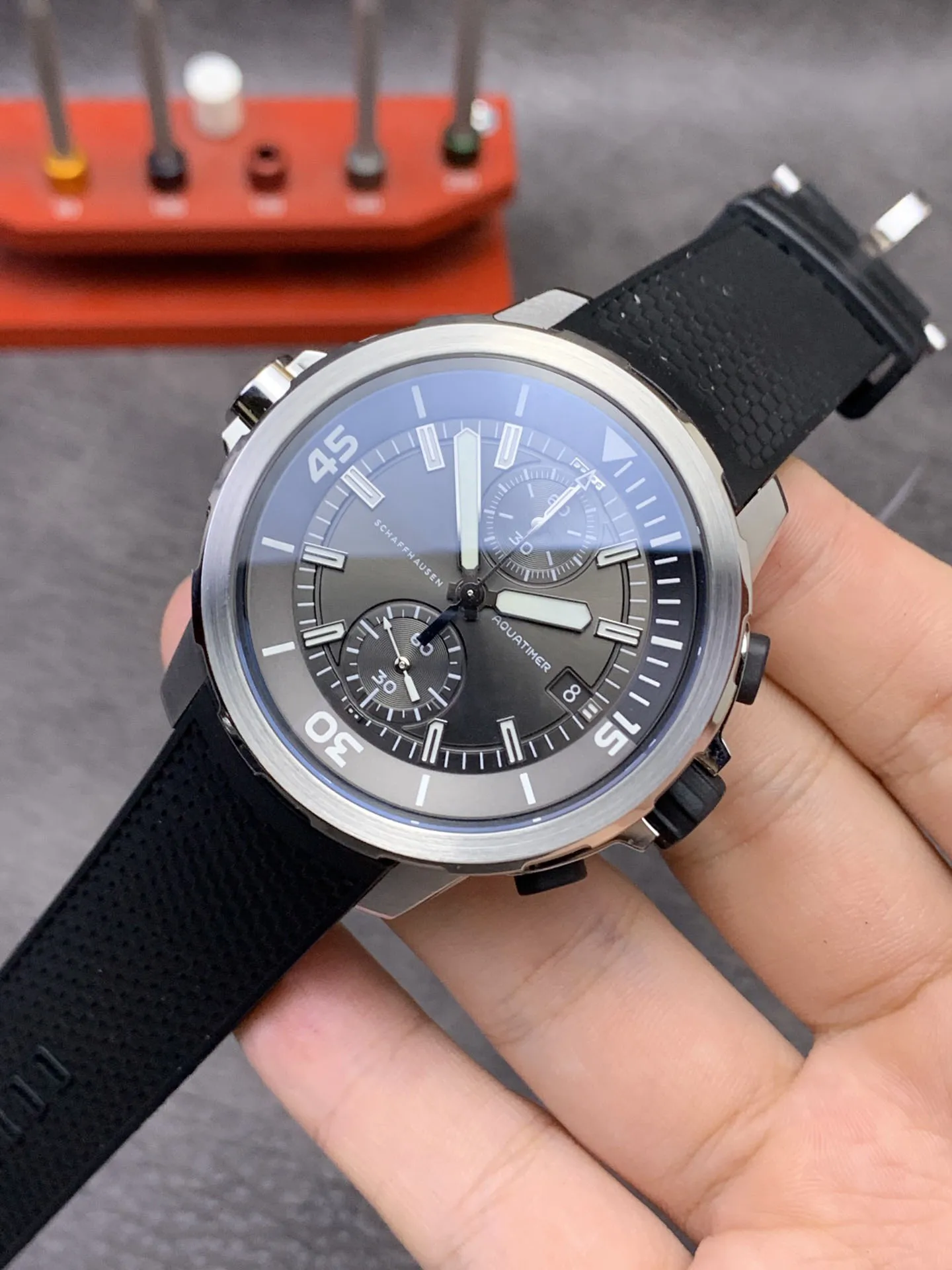 

Chronograph function Aquatimer "Shark" special edition internal and external rotating bezel 44MM gray dial watches