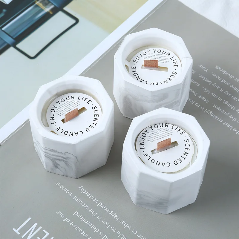 

Soy Wax Scented Candle Marbled Gypsum Natural Vegetable Essential Oil Home Smoke Free Fragrance Candle Candles Home Decoration