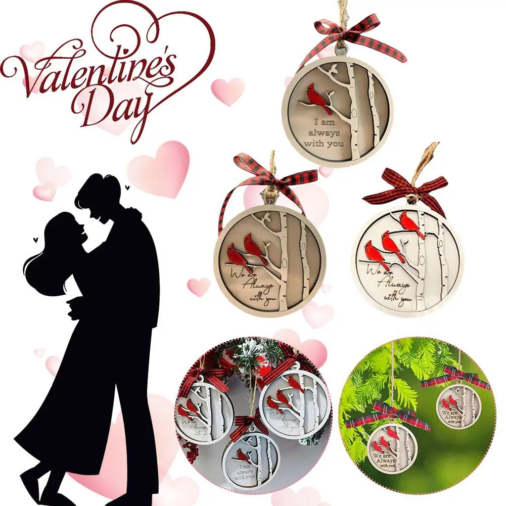 Tanabata День святого Валентина круглая деревянная красная птица Рождественское