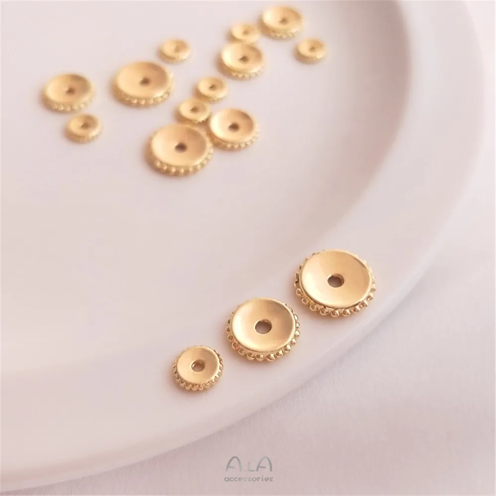

14K Gold Filled Plated Concave circular lace divider hand scattered beads DIY bracelet necklace jewelry divider accessories