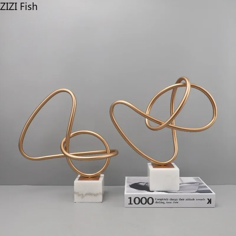 Минимализм золотые линии Мраморная база художественное оформление настольное