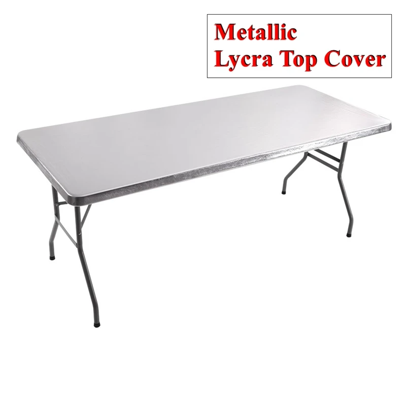 

Серебряный цвет MettalicTop 6 футов прямоугольная фототкань Свадебная скатерть для событий украшение отеля