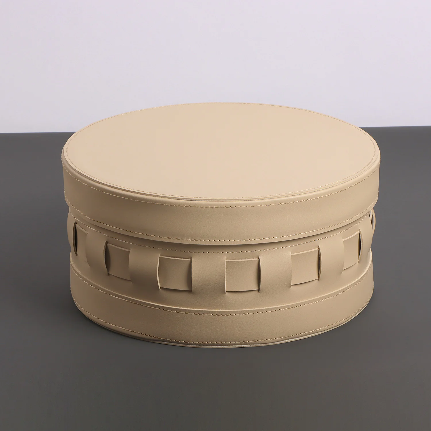 Современный Простой Круглый тканый ящик для хранения легкая роскошная кожаная