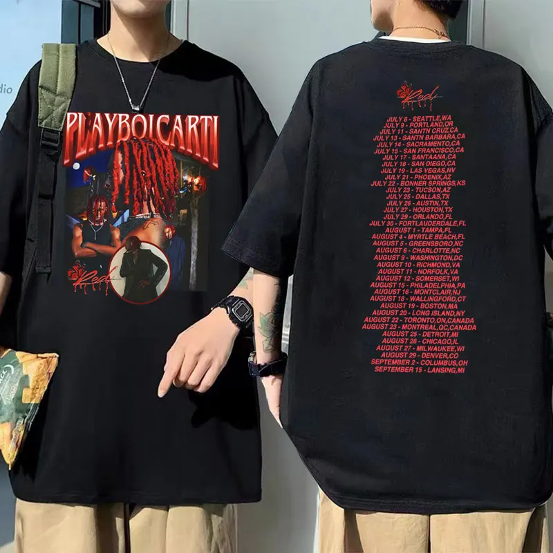 

Playboi Carti Whole Lotta Red Butterfly Graphic Tshirt Streetwear Men's Hip Hop Oversized T Shirt Male Fashion Trend T-shirts