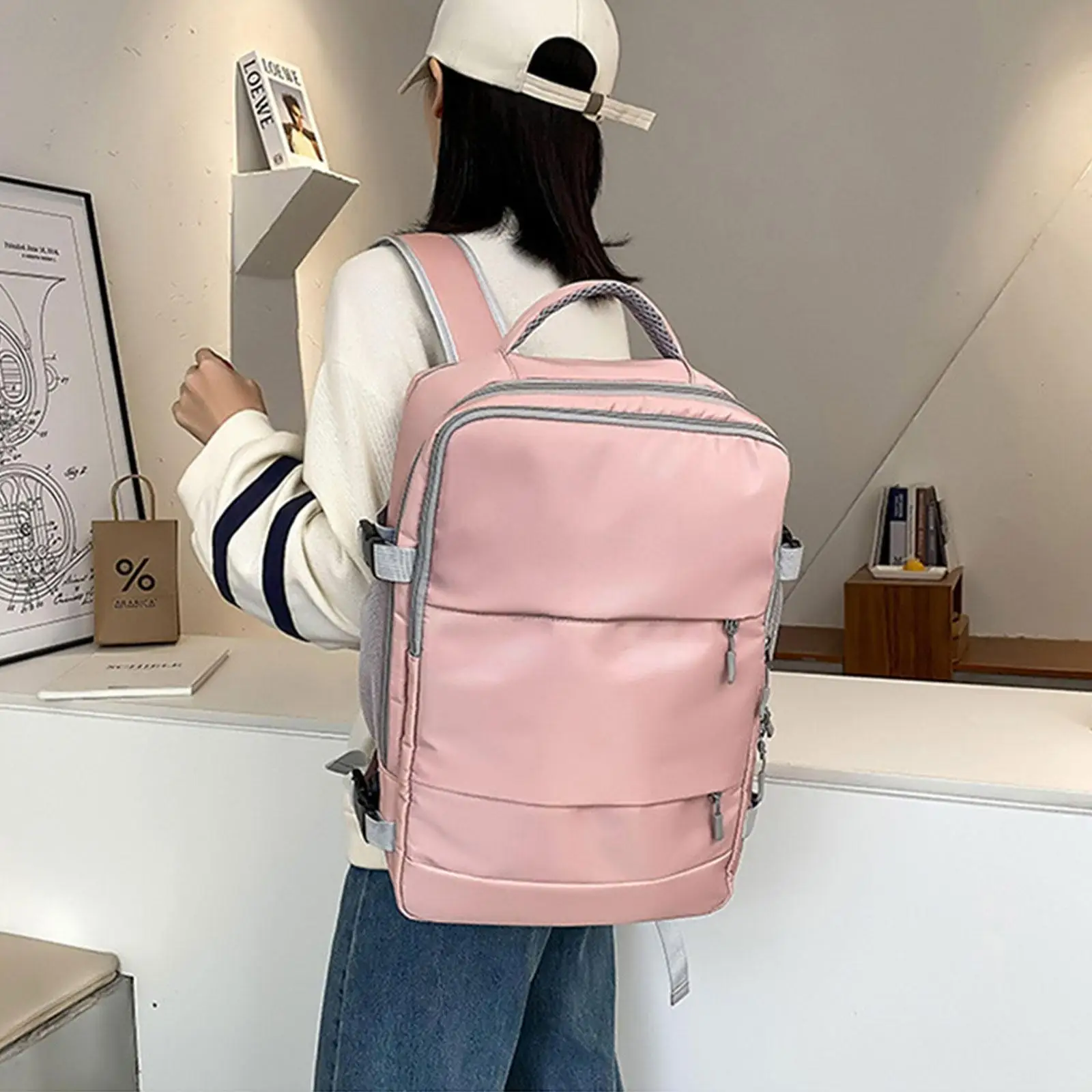 

Large Travel Backpack Women Hiking Backpack Waterproof Daypack Bag School Casual Bag Diaper Outdoor Mummy Sports Rucksack B W4P7
