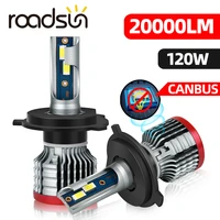 roadsun 6500k led h7 h4 h1 car headlight bulbs h8 h11 h9 9012 9005 hb3 hb4 120w 20000lm auto led lights for car fog light kit