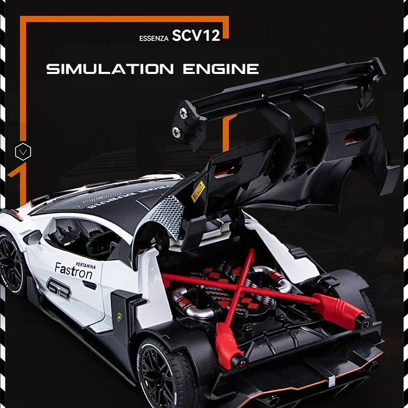 1:24 Lamborghini Essenza SCV12 Track Version Supercar литой под давлением модель автомобиля звук и