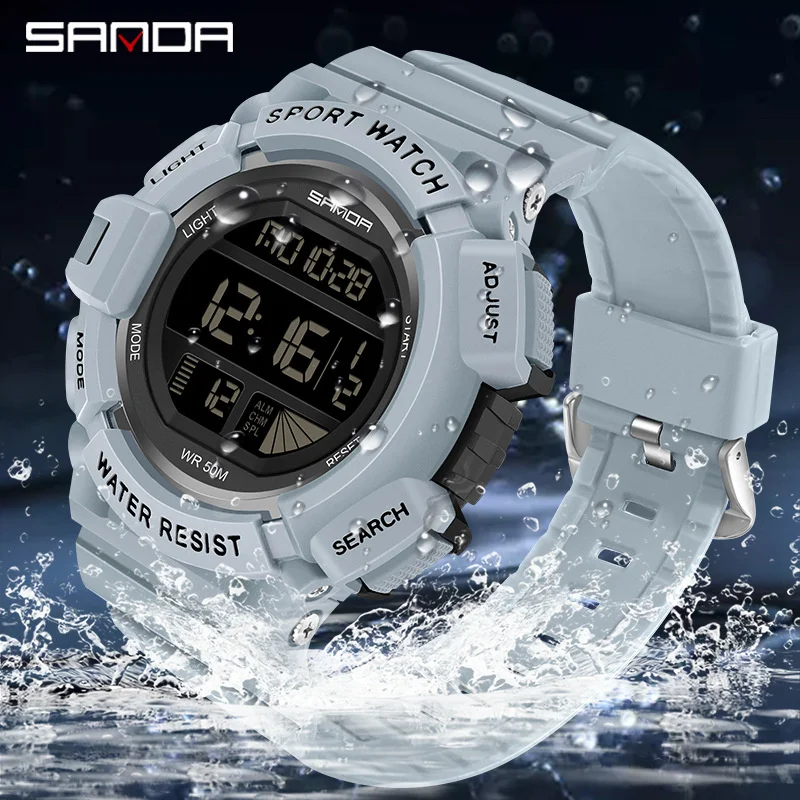 

SANDA 2106 Fashion Mens Watch Casual Sport Stopwatch LED Wristwatch Date Digital Watches Male Electronic Clock Relogio Masculino