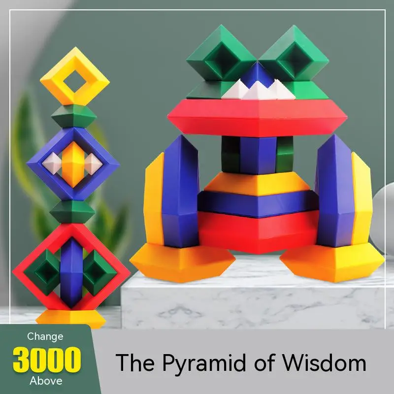 

Children's Building Block Toys Montessori Color Pyramid Creative Stacked Toys 3D Set Education Parent-child Interaction Toys