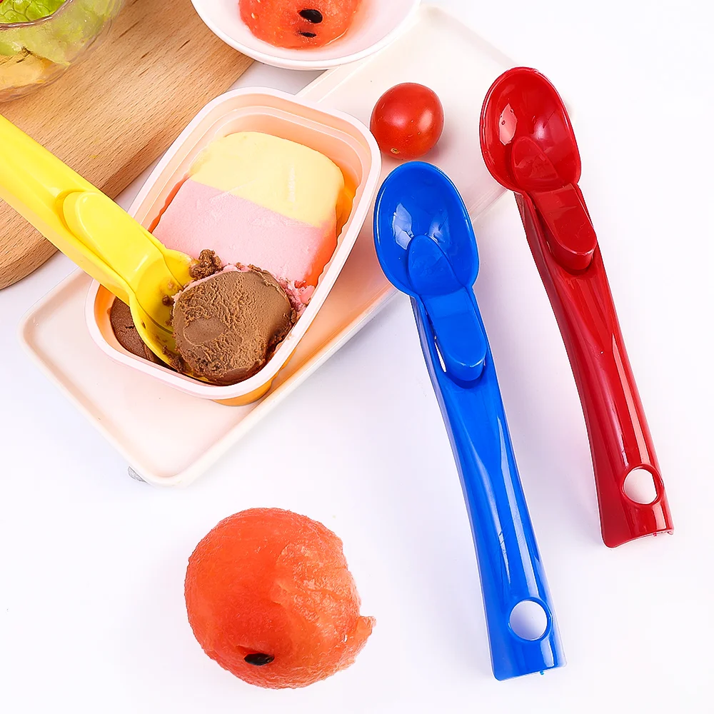 

1/3PC Ice Cream Spoon Food -Grade Plastic Dig Ice Cream Ball Spoon Colorful Watermelon Fruit Digging Spherical Shape Cream Spoon