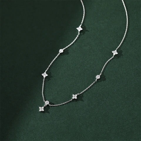 Женское Ожерелье-чокер из серебра 925 пробы, с муассанитом