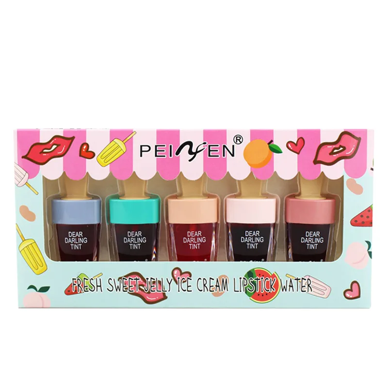 

5Pcs Korea Fruit Lip Tint Ice Cream Liquid Lipstick Moisturizing Longlasting Non-sticky Lip Gloss Lips Makeup