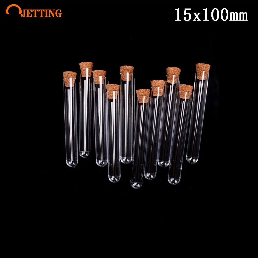 

10pcs Lab Plastic Test Tube With Cork Stoppers 15x150mm Laboratory School Educational Supplies Wedding Gift Tube Candy Bottle