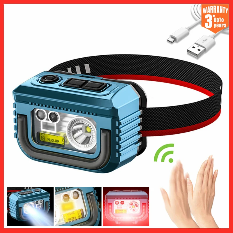 

Powerful XPG LED Headlamp Motion Sensor Headlight USB Rechargeable 3 Light Source Fishing Lantern Mini Head Flashlight Torch