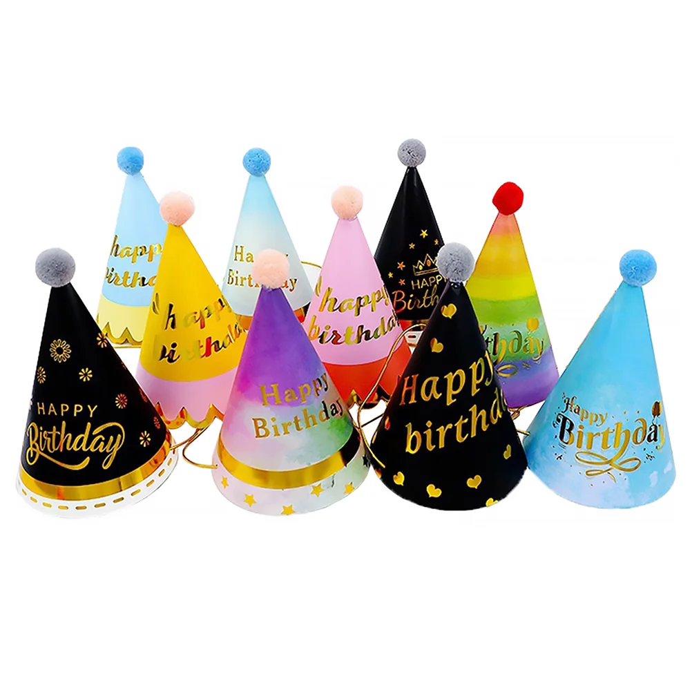 

Birthday Hats Party Hat Rainbow Cone Paper Cap Children Capsdiy Favours Mini Fun Colorful