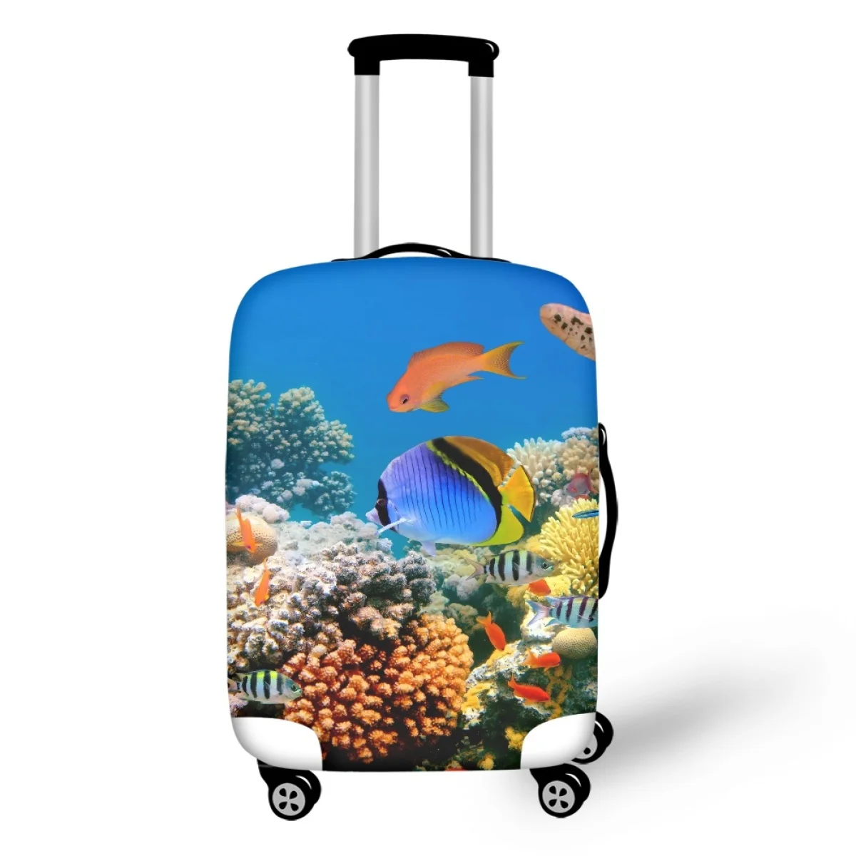 FORUDESIGNS Pretty Tropical Fish Print Casual Travel Luggage Case Elastic Thickened Suitcase Dust Cover Suitable for 18-32 inch