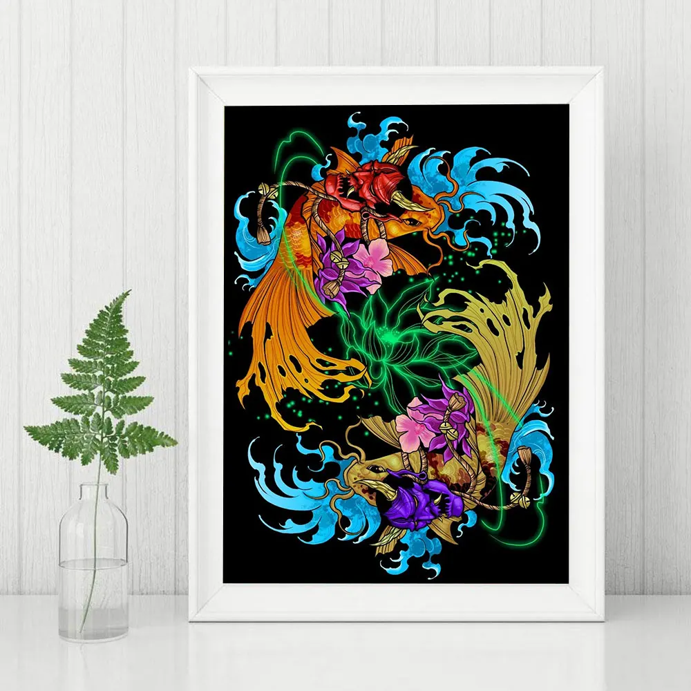 5D алмазная живопись сделай сам Инь Янь рыба мозаика рукоделие полная Алмазная