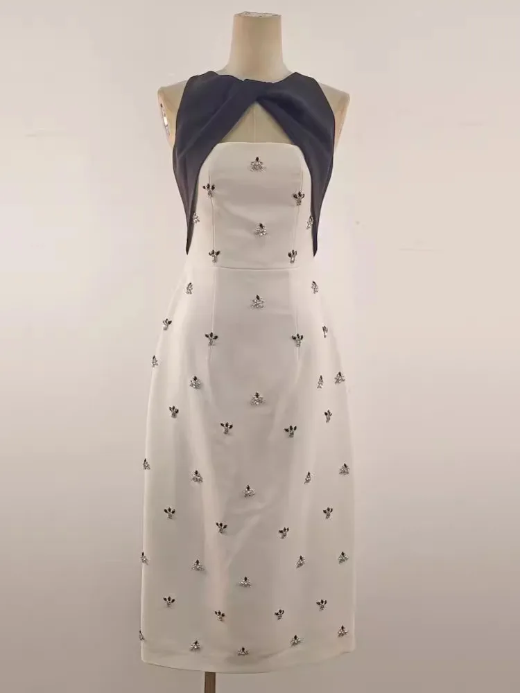 Женское вечернее платье с вышивкой DEAT облегающее ажурное контрастных цветов