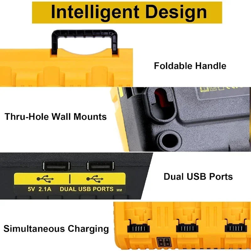 Фото Зарядное устройство DCB104 12 В 20 в для Dewalt, 10,8 В, 14,4 В, 18 в, 20 В, 60 В, 4 порта №3