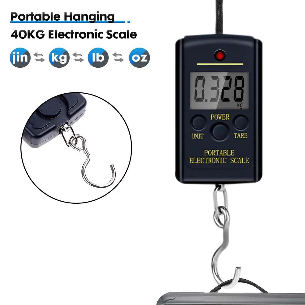 

40kg 10g Mini Electronic Scale Digital Hanging Fishing Luggage Balanca Portable Digital Handy Pocket Weight Hook Scale