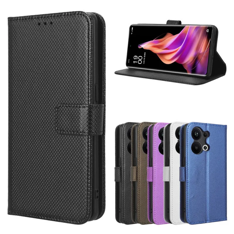 

For OPPO Reno9 Pro+ 5G case,Pu leather Material Flip Wallet cover built-in Phone holder Reno9 Reno9Pro case with strap