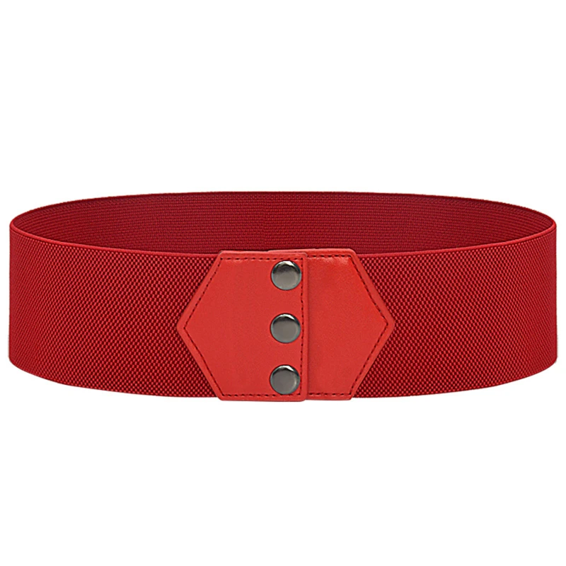 

Wide Elastic Belt Solid Color Belt Metal Buckle Lady Fashion Cummerbands Stretch Cinch Waistband Women Waist Belt
