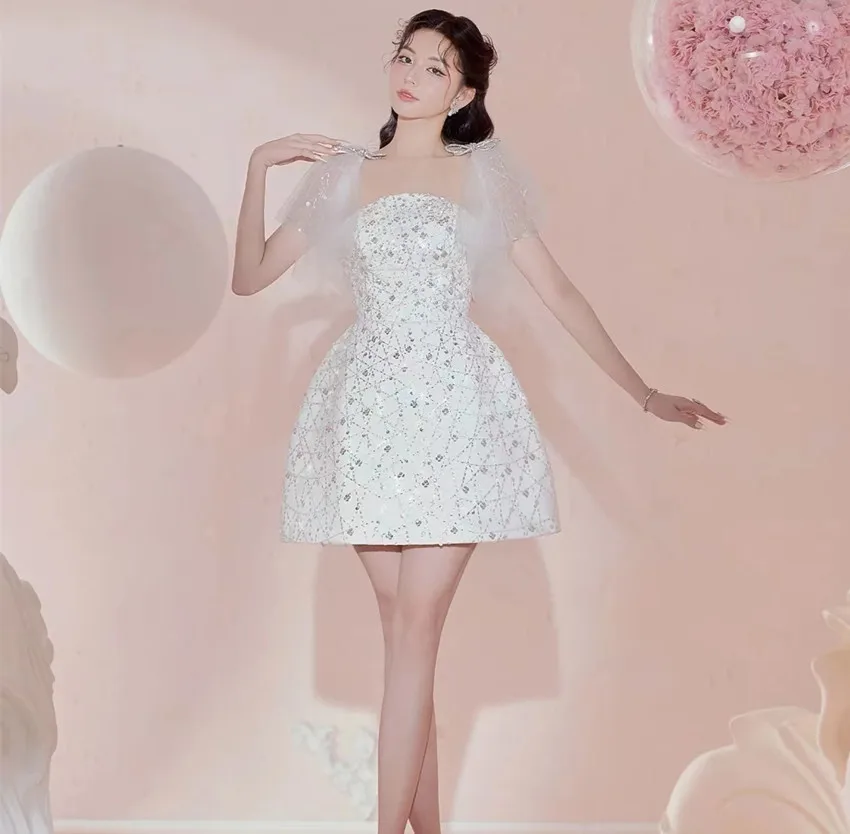 Женское мини-платье с блестками летнее платье квадратным вырезом сетчатым