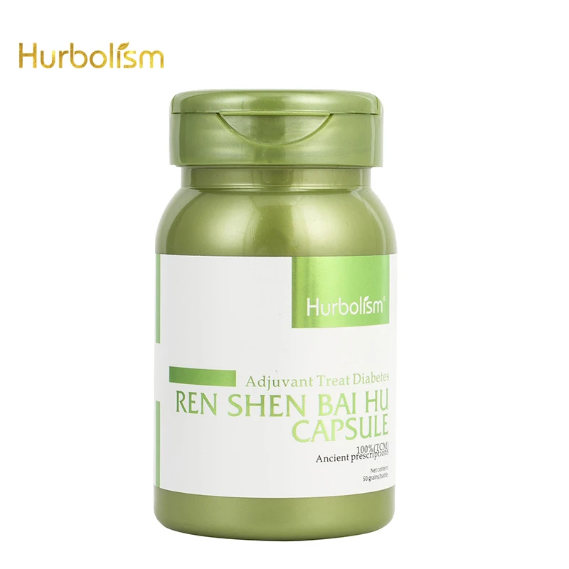 

Hurbolism Ren Shen Bai Hu Capsule, Adjuvant Promote Diabetes, All Natural Organic Plants Extract, No Side Effect, 50 capsules