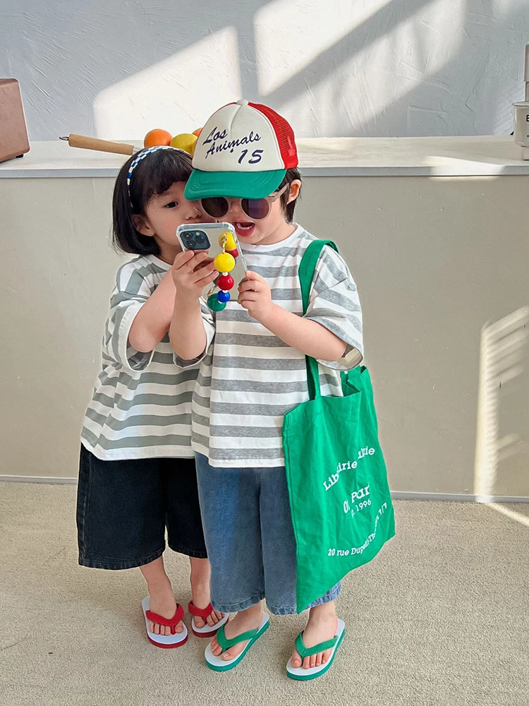 

Kids Solid Color Denim Pants Children Clothing Kids Pants Korean Style 2023 Loose Boys and Girls Soft Fashion Casual Denim Pants