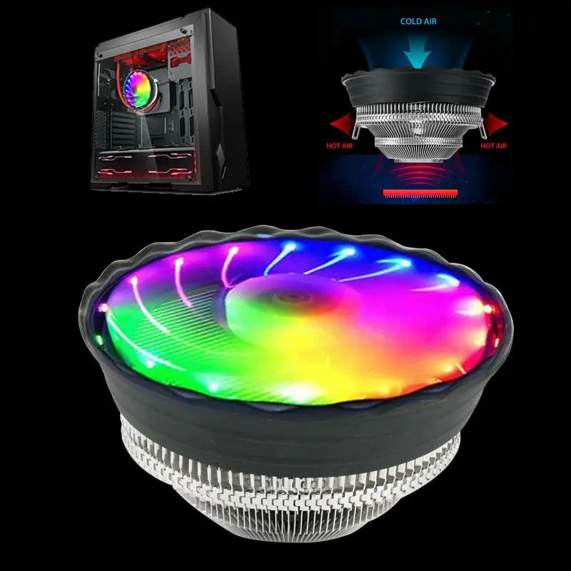 

5 Color Led 50000h Cooling Fan Computer Pc Cpu Fan Colorful 120mm Radiator Cooler For Amd Intel Air Cooling Rgb Light 12v