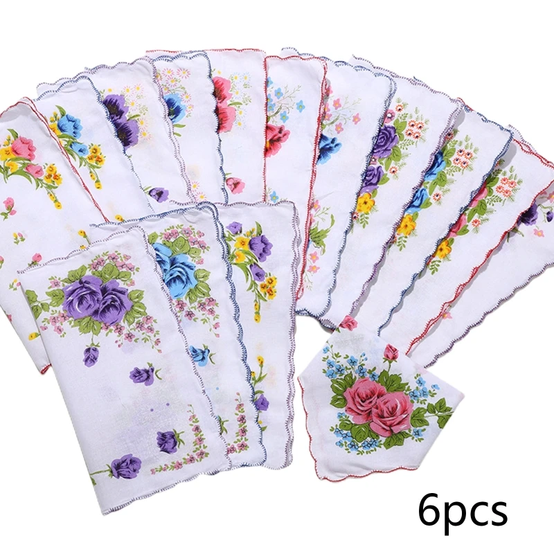 

Exquisite Floral Handkerchiefs Set Pocket Napkin Handkerchiefs DIY Hairband Materials for Women Wedding Party Church