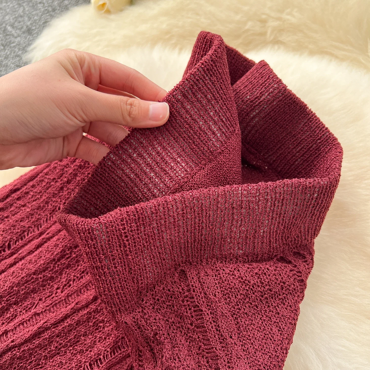 Базовая вязаная винтажная модная длинная юбка трапециевидной формы с высокой