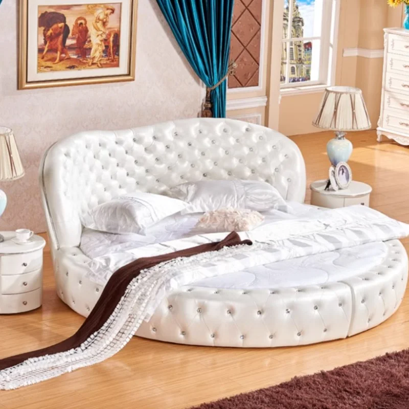 Европейская круглая кровать принцессы элегантная белая вилла королевского