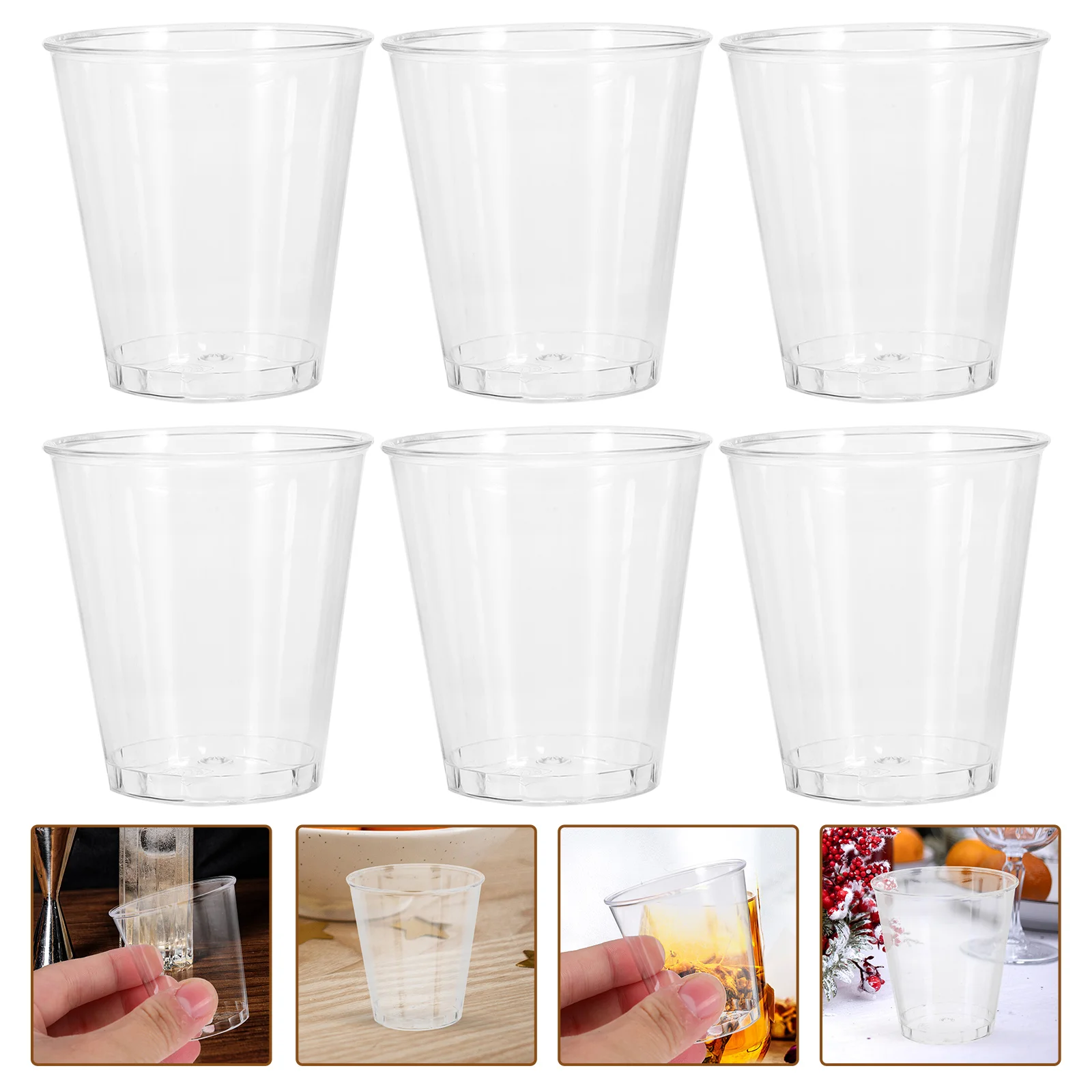 

Disposable Wineglass Plastic Cups Drinking Hard Transparent Beverage Water Juice Glasses