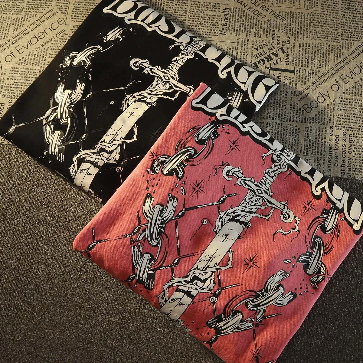 2022 Spring Autumn Pullover Tops Hip Hop Hoodie Streetwear Sweatshirt  Men Women Cartoon Dark Cross Rose Print  Harajuku Hoodie