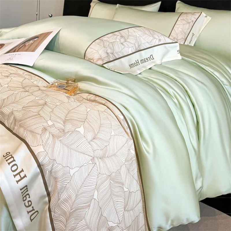 

Модный комплект постельного белья из искусственного шелка, летний пододеяльник из мытого ледяного шелка с кондиционером, уютное обнаженное спальное одеяло, мягкие комплекты