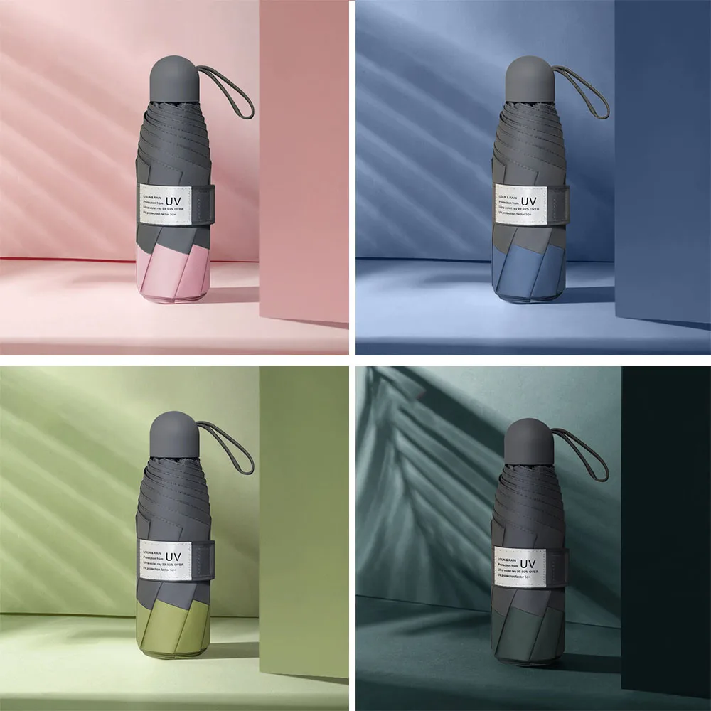 Зонты для леди, складывающиеся в пять раз, 6/8 ребер, солнцезащитный и Дождливый складной зонтик двойного назначения, защита от солнца, защита от ультрафиолета, праздничный подарок