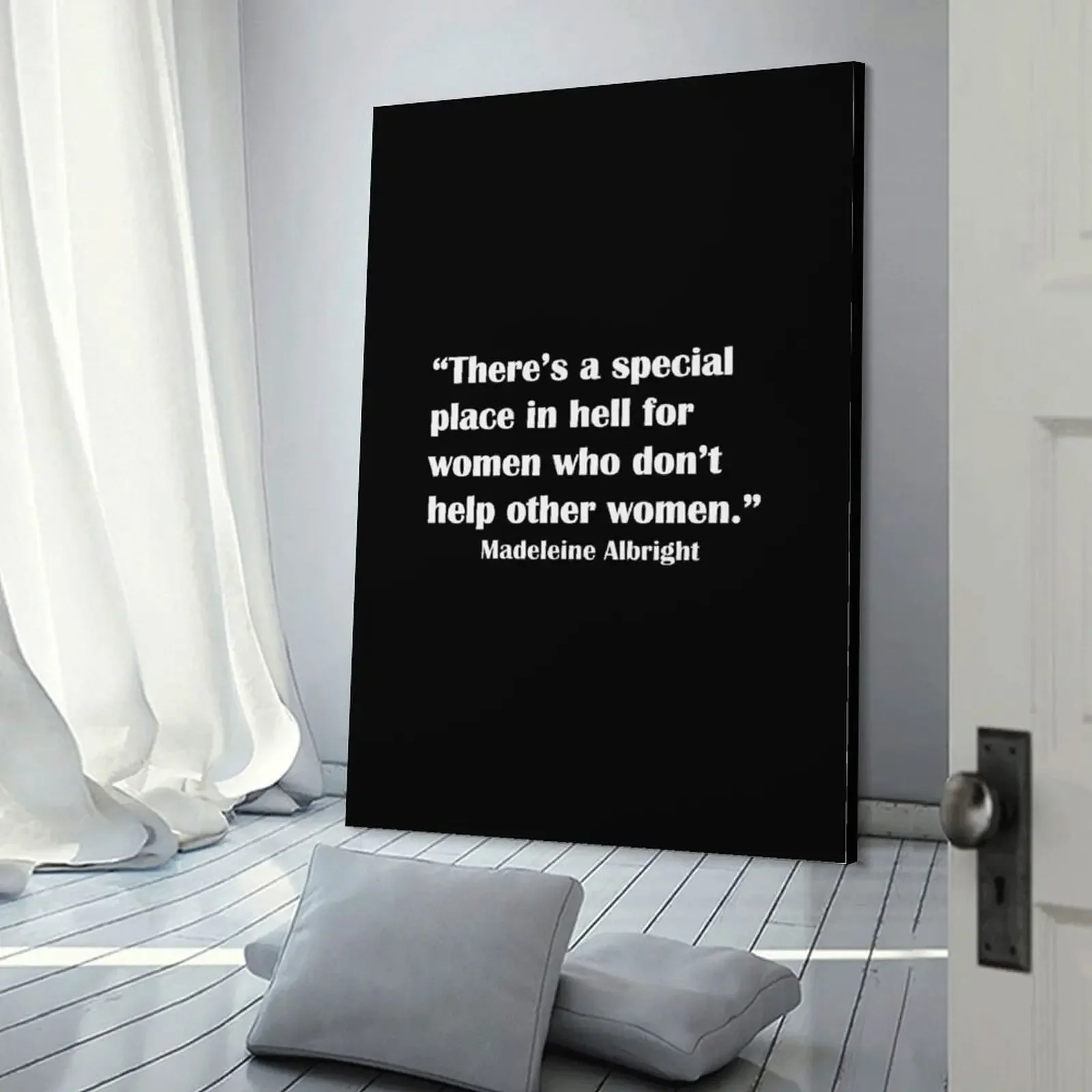Madeleine Albright Special Place in Hell (белый шрифт) Холст Картина Декор спальни Настенная рамка