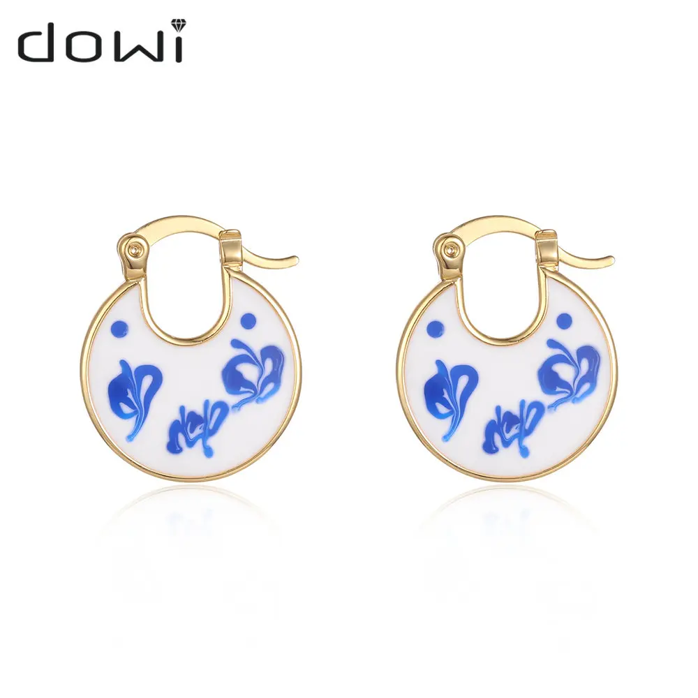 

Dowi Handmade Round Ceramic Golden Color Drop Earrings for Women Fashion Geometric Jewelry Ear Rings Wholesales 2022