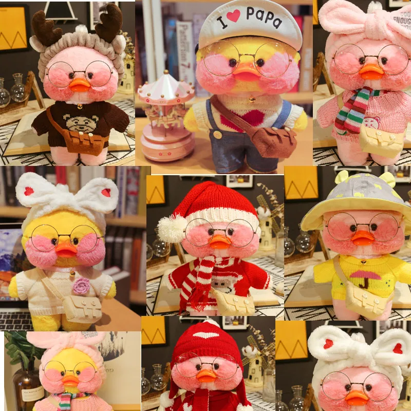 Kawaii Lalafanfan утка 30 см Flifan плюшевая в очках Гиалуроновая кислота желтая кукла утки