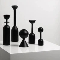 artist home decor black wooden candle holder minimalist geometric beech candle wedding table decoration living room decoration