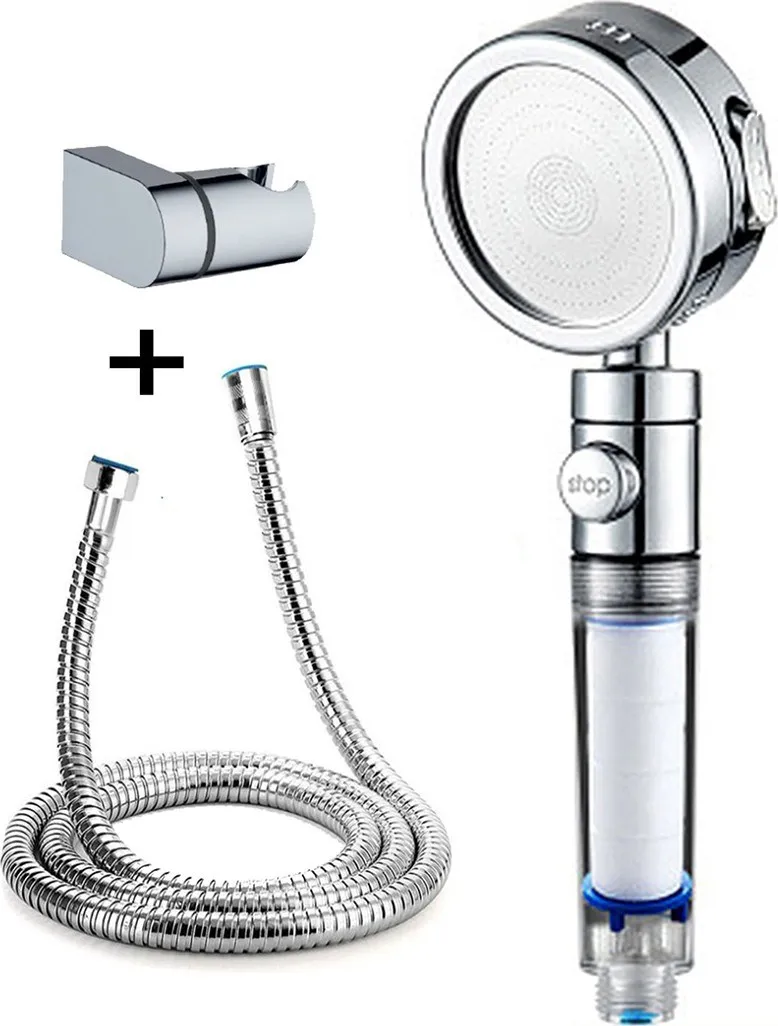 

New Filter Shower head Braided Hose L Hinge Shower Set