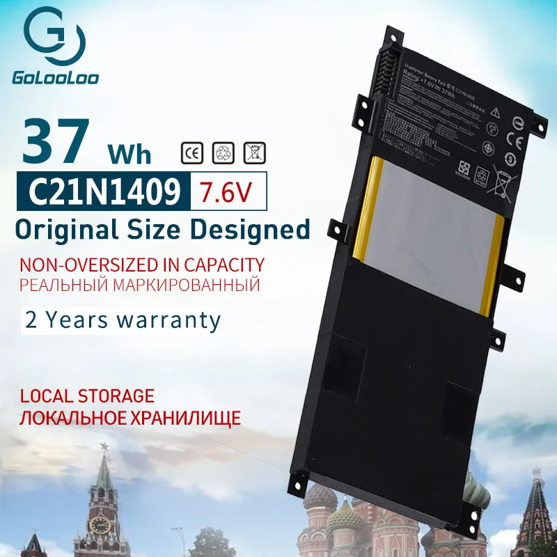 

Golooloo C21N1409 7.6V 37WH 5000mAh Laptop battery For ASUS F450LD4210 F455L F455LD X455LB X455LF C21N1409 PP21AT149Q-1